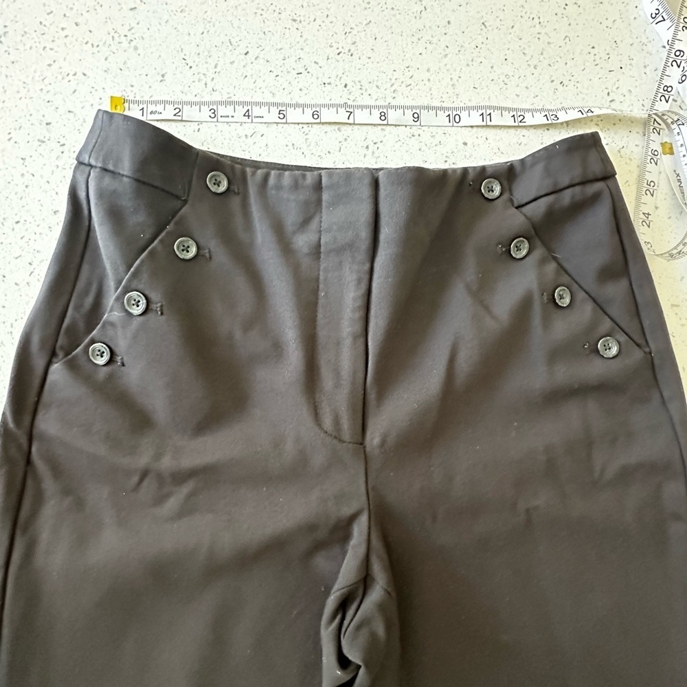 White House Black Market black sailor button Black Flare Leg Pants 8R stretchy